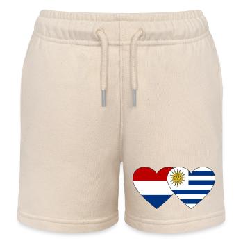 Holland Uruguay Heart Flag - Kids Organic Sweat Shorts by Stanley/Stella - soft Ecru - Front