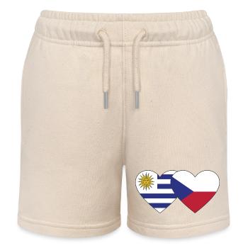 Uruguay Czech Republic Heart Flag - Kids Organic Sweat Shorts by Stanley/Stella - soft Ecru - Front