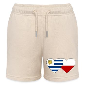 Uruguay Poland Heart Flag - Kids Organic Sweat Shorts by Stanley/Stella - soft Ecru - Front