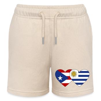 Porto Rico Uruguay Drapeau du cœur - Short de jogging enfant bio Stanley/Stella - écru doux - Devant