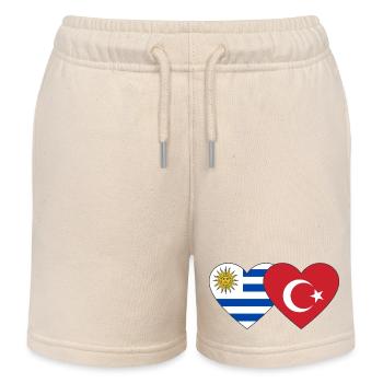 Uruguay Turquie Drapeau du cœur - Short de jogging enfant bio Stanley/Stella - écru doux - Devant