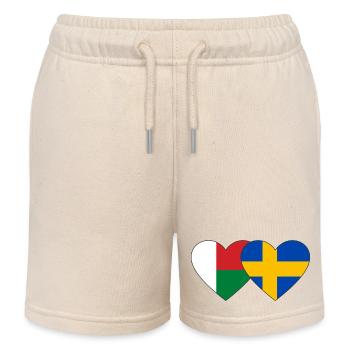 Madagascar Suède Drapeau du Cœur - Short de jogging enfant bio Stanley/Stella - écru doux - Devant