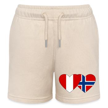 Pérou Norvège Drapeau du cœur - Short de jogging enfant bio Stanley/Stella - écru doux - Devant