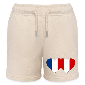 Frankreich Peru Herz Flagge - Kinder Organic Joggingshorts Mini Bolter von Stanley/Stella - Natur - Vorne