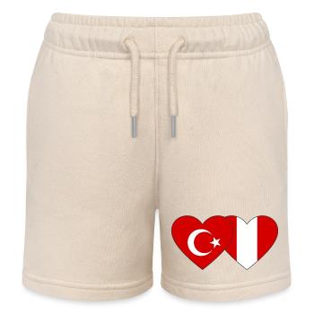 Turquie Pérou Drapeau du Cœur - Short de jogging enfant bio Stanley/Stella - écru doux - Devant