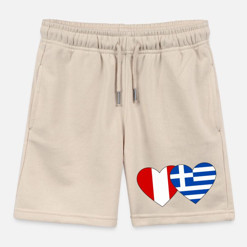 Pérou Grèce Drapeau du cœur Short de jogging enfant bio Stanley/Stella