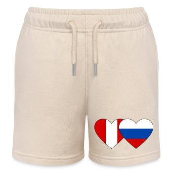 Pérou Russie Drapeau du cœur - Short de jogging enfant bio Stanley/Stella - écru doux - Devant
