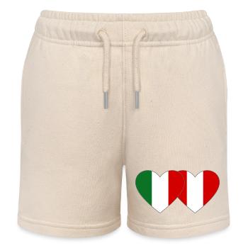 Italien Peru Herz Flagge - Kinder Organic Joggingshorts Mini Bolter von Stanley/Stella - Natur - Vorne