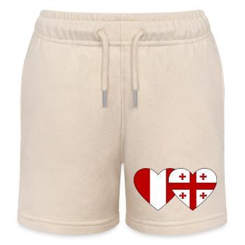 Pérou Géorgie Drapeau du cœur - Short de jogging enfant bio Stanley/Stella - écru doux - Devant