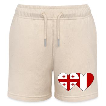 Géorgie Pérou Drapeau du cœur - Short de jogging enfant bio Stanley/Stella - écru doux - Devant
