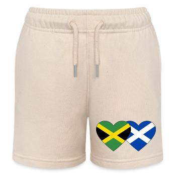Jamaika Schottland Herz Flagge - Kinder Organic Joggingshorts Mini Bolter von Stanley/Stella - Natur - Vorne