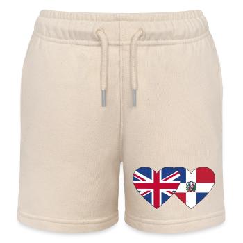 Angleterre République dominicaine Flag Heart - Short de jogging enfant bio Stanley/Stella - écru doux - Devant