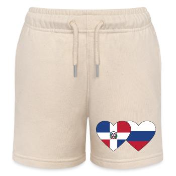 République dominicaine Russie Flag Heart - Short de jogging enfant bio Stanley/Stella - écru doux - Devant