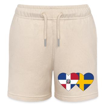 République dominicaine Suède Flag Heart - Short de jogging enfant bio Stanley/Stella - écru doux - Devant