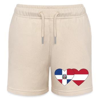Dominikanische Republik Österreich Flagge Herz - Kinder Organic Joggingshorts Mini Bolter von Stanley/Stella - Natur - Vorne