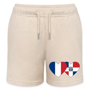 Frankreich Dominikanische Republik Flagge Herz - Kinder Organic Joggingshorts Mini Bolter von Stanley/Stella - Natur - Vorne