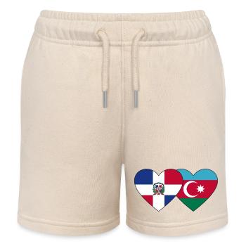 Dominikanische Republik Aserbaidschan Flagge Herz - Kinder Organic Joggingshorts Mini Bolter von Stanley/Stella - Natur - Vorne