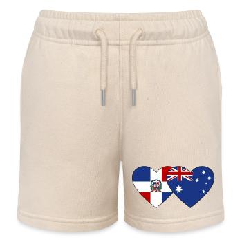 Dominikanische Republik Australien Flagge Herz - Kinder Organic Joggingshorts Mini Bolter von Stanley/Stella - Natur - Vorne