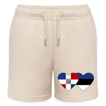 Dominikanische Republik Estland Flagge Herz - Kinder Organic Joggingshorts Mini Bolter von Stanley/Stella - Natur - Vorne