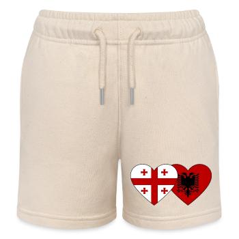 Géorgie Albanie Flag Heart - Short de jogging enfant bio Stanley/Stella - écru doux - Devant