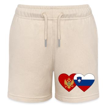 Montenegro Slowenien Flagge - Kinder Organic Joggingshorts Mini Bolter von Stanley/Stella - Natur - Vorne