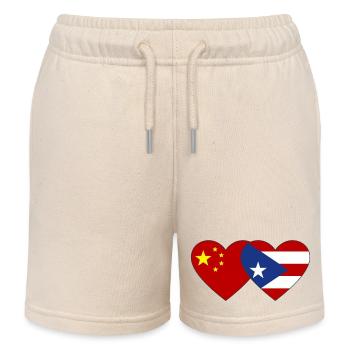 Chine Cuba Drapeau du cœur - Short de jogging enfant bio Stanley/Stella - écru doux - Devant