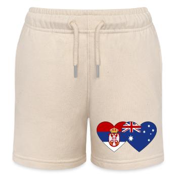 Serbie Australie Drapeau du cœur - Short de jogging enfant bio Stanley/Stella - écru doux - Devant