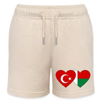 Turquie Madagascar drapeau coeur - Short de jogging enfant bio Stanley/Stella - écru doux - Devant