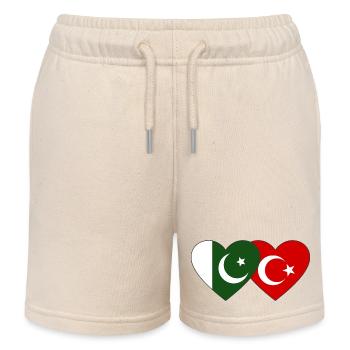 Pakistan Turquie Drapeau Coeur - Short de jogging enfant bio Stanley/Stella - écru doux - Devant