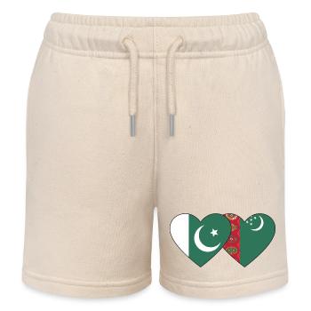 Pakistan Turkménistan Flag Heart - Short de jogging enfant bio Stanley/Stella - écru doux - Devant
