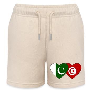 Pakistan Tunisia Flag Heart - Kids Organic Sweat Shorts by Stanley/Stella - soft Ecru - Front