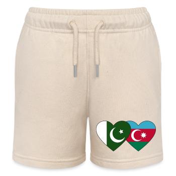 Pakistan Azerbaijan Flag Heart - Kids Organic Sweat Shorts by Stanley/Stella - soft Ecru - Front
