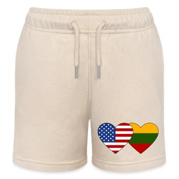 USA Litauen Flagge Herz - Kinder Organic Joggingshorts Mini Bolter von Stanley/Stella - Natur - Vorne