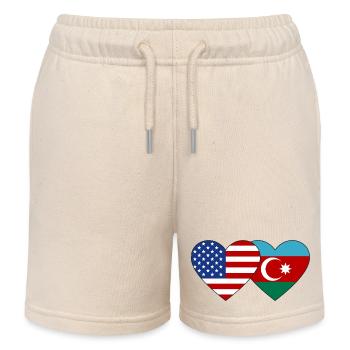 USA Azerbaijan flag heart - Kids Organic Sweat Shorts by Stanley/Stella - soft Ecru - Front