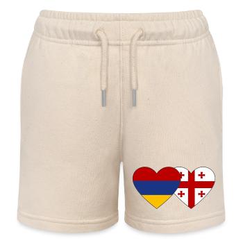 Armenia Georgia flag heart - Kids Organic Sweat Shorts by Stanley/Stella - soft Ecru - Front