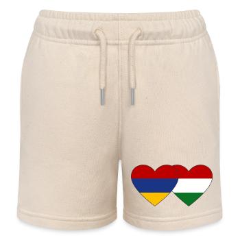 Armenia Hungary Flag Heart - Kids Organic Sweat Shorts by Stanley/Stella - soft Ecru - Front