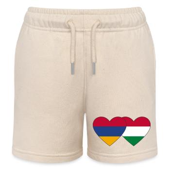 Armenia Hungary Flag Heart - Kids Organic Sweat Shorts by Stanley/Stella - soft Ecru - Front
