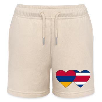 Armenia Costa Rica Flag Heart - Kids Organic Sweat Shorts by Stanley/Stella - soft Ecru - Front