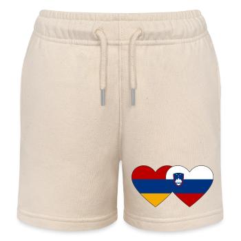Armenien Slowenien Flagge Herz - Kinder Organic Joggingshorts Mini Bolter von Stanley/Stella - Natur - Vorne