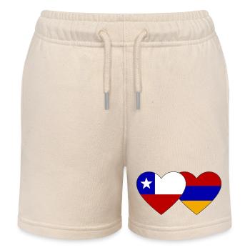 Chile Armenien Flagge Herz - Kinder Organic Joggingshorts Mini Bolter von Stanley/Stella - Natur - Vorne