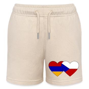 Armenien Tschechien Flagge Herz - Kinder Organic Joggingshorts Mini Bolter von Stanley/Stella - Natur - Vorne
