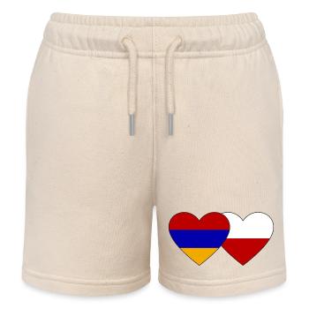 Armenien Polen Flagge Herz - Kinder Organic Joggingshorts Mini Bolter von Stanley/Stella - Natur - Vorne