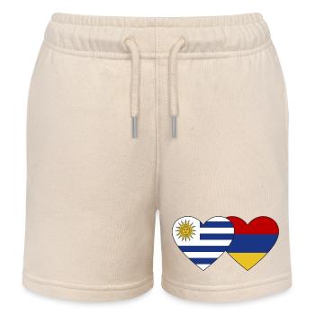 Uruguay Armenia Flag Heart - Kids Organic Sweat Shorts by Stanley/Stella - soft Ecru - Front