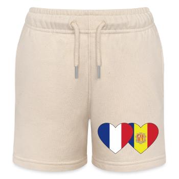 Frankreich Andorra Flagge Herz - Kinder Organic Joggingshorts Mini Bolter von Stanley/Stella - Natur - Vorne