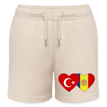 Türkei Andorra Flagge Herz - Kinder Organic Joggingshorts Mini Bolter von Stanley/Stella - Natur - Vorne