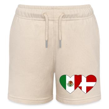 Mexico Denmark Flag Heart - Kids Organic Sweat Shorts by Stanley/Stella - soft Ecru - Front