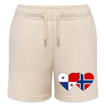 Panama Norway Flag Heart - Kids Organic Sweat Shorts by Stanley/Stella - soft Ecru - Front