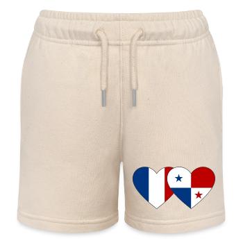 France Panama Flag Heart - Kids Organic Sweat Shorts by Stanley/Stella - soft Ecru - Front