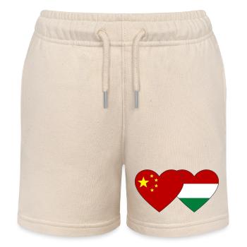 Chine Hongrie Drapeau du cœur - Short de jogging enfant bio Stanley/Stella - écru doux - Devant