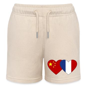 Chine France Drapeau du Cœur - Short de jogging enfant bio Stanley/Stella - écru doux - Devant